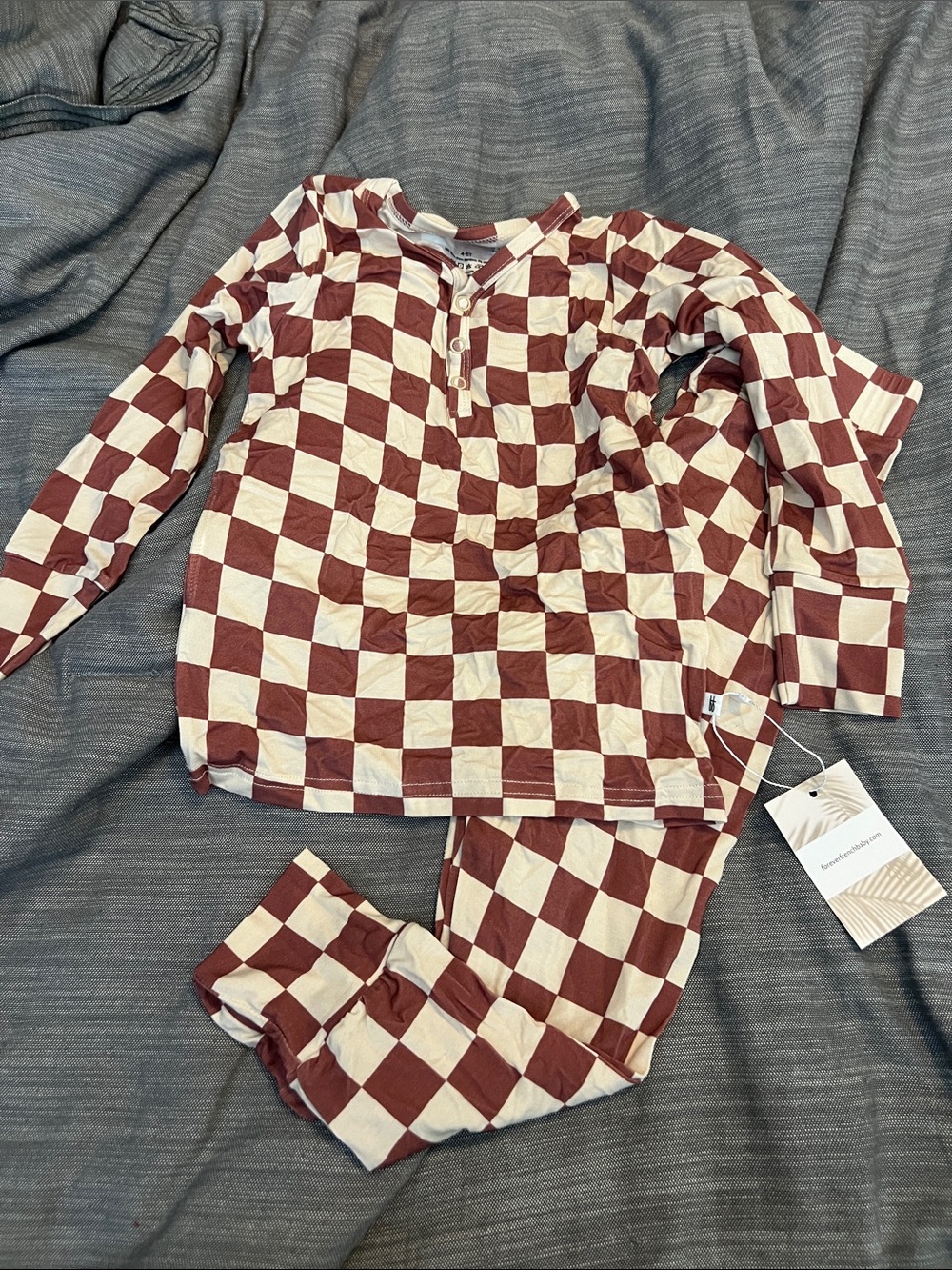 Forever French Kids Bamboo Checkerboard Pajama Set